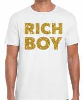 Wit rich boy goud fun t-shirt voor heren