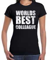 Worlds best colleague werelds beste collega cadeau shirt zwart voor dames
