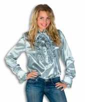 Zilveren overhemd met rouches