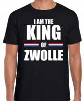 Zwart i am the king of zwolle t-shirt koningsdag shirt voor heren