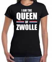 Zwart i am the queen of zwolle t-shirt koningsdag shirt voor dames