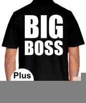 Zwart plus size big boss polo t shirt voor heren
