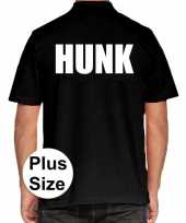 Zwart plus size hunk polo t shirt voor heren