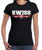 Zwitserland switzerland landen shirt zwart voor dames